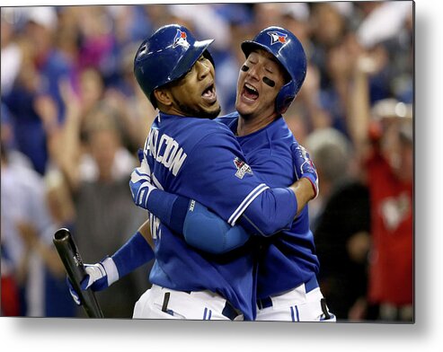 People Metal Print featuring the photograph Troy Tulowitzki and Edwin Encarnacion by Vaughn Ridley