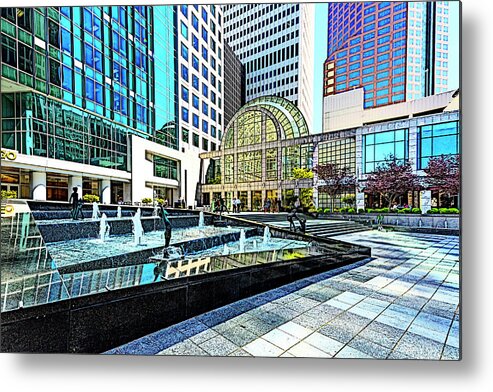Architectural-photographer-charlotte Metal Print featuring the digital art Tryon Street - Uptown Charlotte by SnapHappy Photos