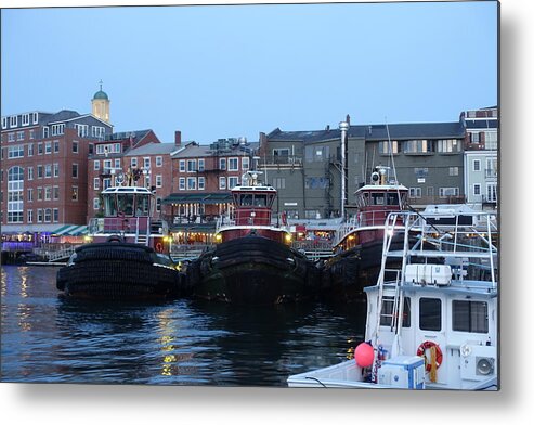 Tug Boat Metal Print featuring the photograph Tug Boats at Blue Hour by Patricia Caron