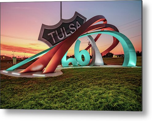 Tulsa Oklahoma Metal Print featuring the photograph Tulsa Rt 66 Rising Out of Mingo Rd Circle - Oklahoma Sunrise by Gregory Ballos