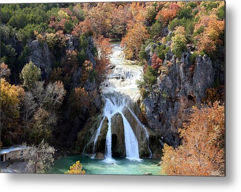 Nature Metal Print featuring the photograph Turner Falls Waterfall in Fall by Sheila Brown