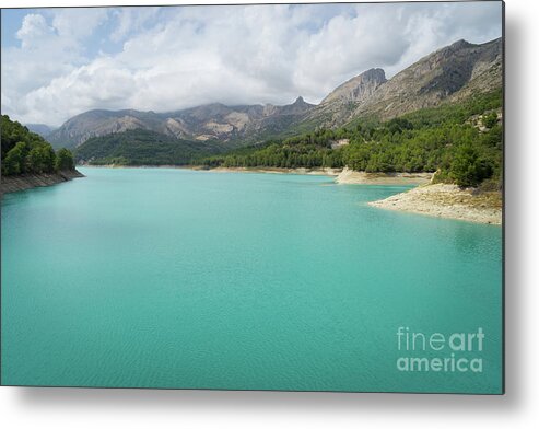 Guadalest Metal Print featuring the photograph Turquoise blue water and mountain landscape by Adriana Mueller