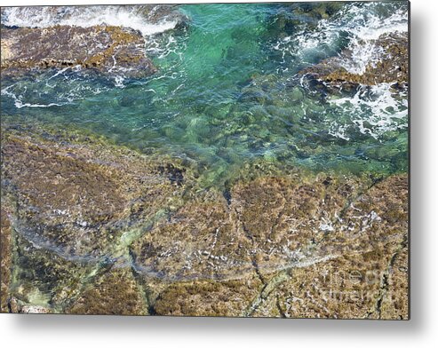 Turquoise Metal Print featuring the photograph Turquoise Blue Water And Rocks On The Coast by Adriana Mueller