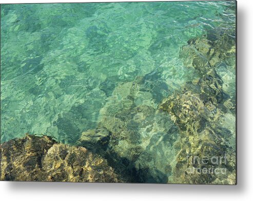 Turquoise Metal Print featuring the photograph Turquoise blue water on the Mediterranean coast by Adriana Mueller