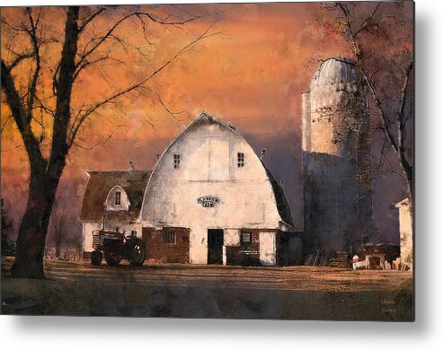 Farm Metal Print featuring the painting Twilight The Day Before The Auction by Glenn Galen