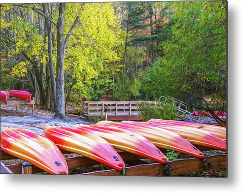 Kayaks Metal Print featuring the photograph Retiring the Kayaks Until Next Summer by Ola Allen