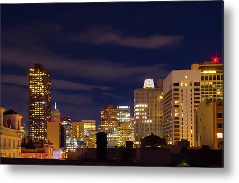 City View Metal Print featuring the photograph Up On the Roof at Night by Bonnie Follett