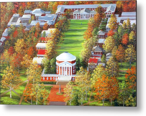 Uva Metal Print featuring the painting UVA Rotunda and Lawn by Guy Crittenden
