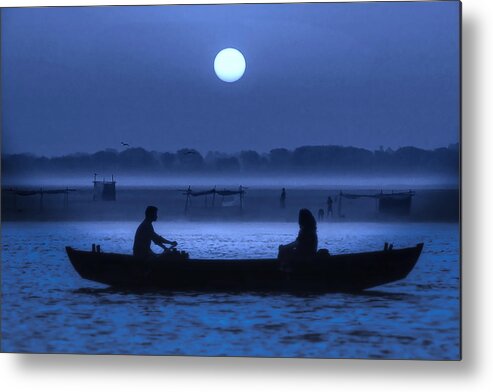Photography Metal Print featuring the photograph Varanasi Boat Ride at Night by Craig Boehman