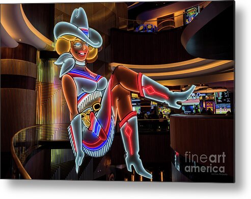 Vegas Vickie Metal Print featuring the photograph Vegas Vickie Profile Neon Sign Full by Aloha Art