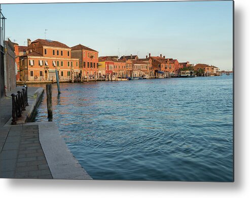 Vibrant Murano Metal Print featuring the photograph Vibrant Murano Island - Silky Afternoon on Riva Longa on the Grand Canal by Georgia Mizuleva
