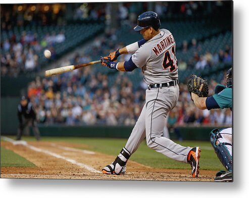 American League Baseball Metal Print featuring the photograph Victor Martinez by Otto Greule Jr