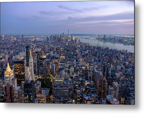 New York Metal Print featuring the photograph View from empire state building #4 by Alberto Zanoni