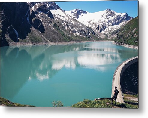 Adventure Metal Print featuring the photograph View of the Stausee Mooserboden glacier dam by Vaclav Sonnek