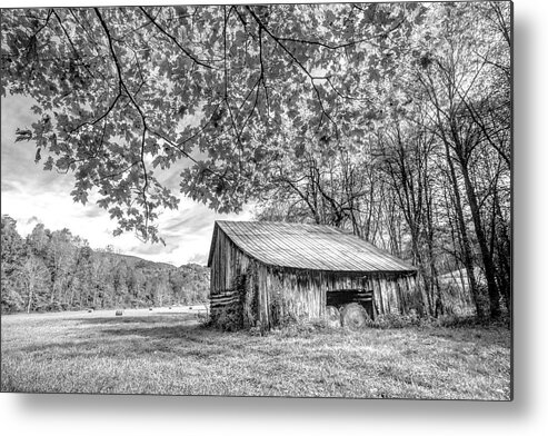 Barns Metal Print featuring the photograph Vintage Barn Black and White Creeper Trail Damascus Virginia by Debra and Dave Vanderlaan