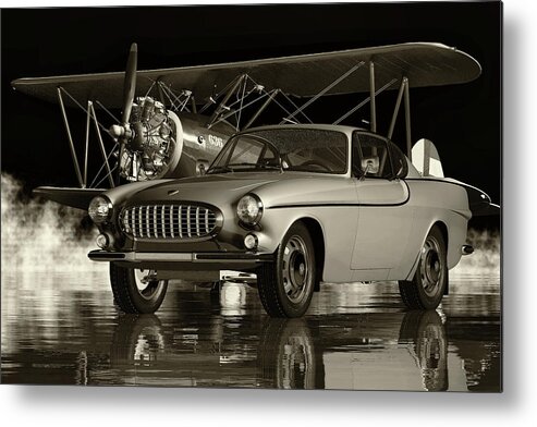 Volvo Metal Print featuring the digital art Volvo P1800 Coupe From 1961 by Jan Keteleer