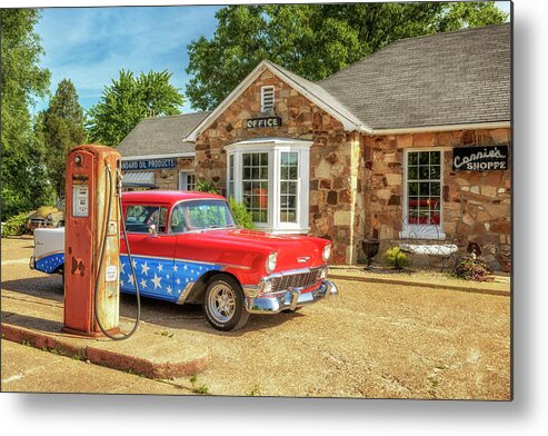 Route 66 Metal Print featuring the photograph Wagon Wheel Motel - Cuba, MO - Route 66 by Susan Rissi Tregoning