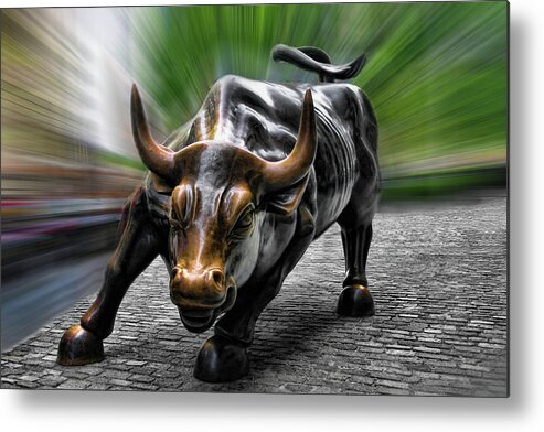 Wall Street Bull Metal Print featuring the photograph Wall Street Bull by Wes and Dotty Weber