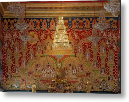 Scenic Metal Print featuring the photograph Wat Hua Lamphong Phra Ubosot Principal Buddha Image DTHB0940A by Gerry Gantt