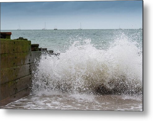 Eastbourne Metal Print featuring the photograph Wave splash by Andrew Lalchan