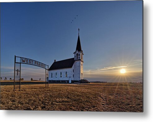 Abandoned Metal Print featuring the photograph West Prairie Lutheran Church near Binford ND by Peter Herman