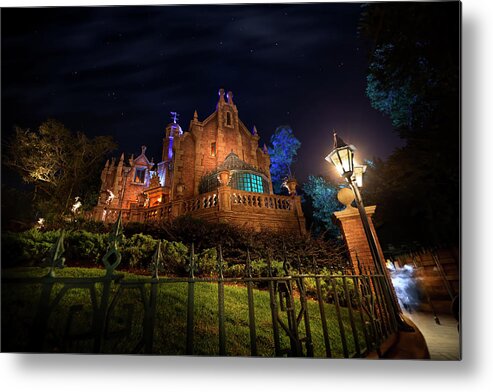 Haunted Mansion Night Metal Print featuring the photograph When Ghosts Follow You Home by Mark Andrew Thomas
