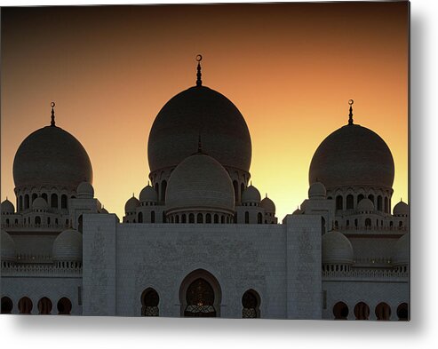 Uae Metal Print featuring the photograph White Mosque - Sunset by Philippe HUGONNARD