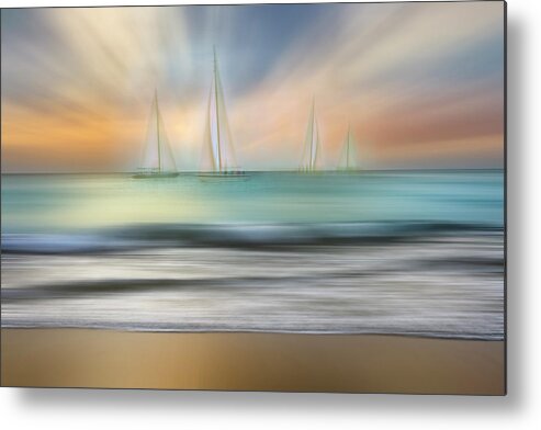 Boats Metal Print featuring the photograph White Sails Dreamscape by Debra and Dave Vanderlaan