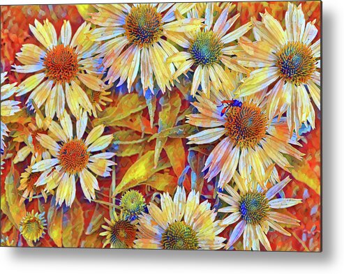 White Metal Print featuring the painting White summer flowers by Patricia Piotrak