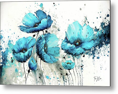 Poppy Flowers Metal Print featuring the painting Wild Blue Poppies by Tina LeCour