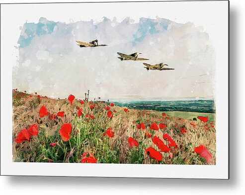 Spitfire Poppies Metal Print featuring the digital art Winged Angels by Airpower Art