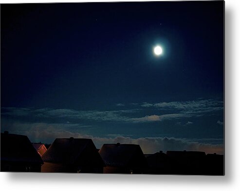 Winter Moonlight Metal Print featuring the photograph Winter moonlight over Gatineau, Quebec, Canada by Tatiana Travelways