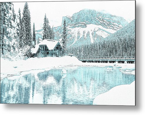 Mountain House Metal Print featuring the mixed media Winter Morning in the Mountain House by Alex Mir