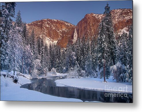 Dave Welling Metal Print featuring the photograph Winter Morning Yosemite Falls Yosemite National Park by Dave Welling