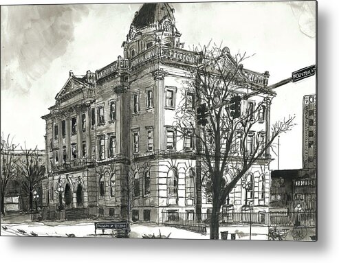 Bloomington Metal Print featuring the painting Winter on the Square by Eileen Backman