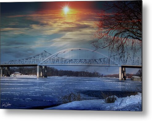 Bridge Metal Print featuring the photograph Winter Sun Over Bridge by Phil S Addis