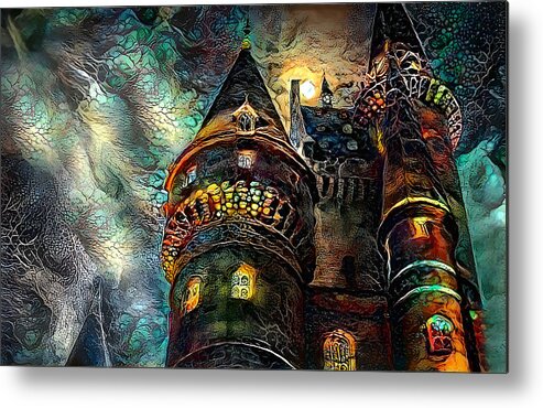 Castle Metal Print featuring the mixed media Witchy Castle by Debra Kewley