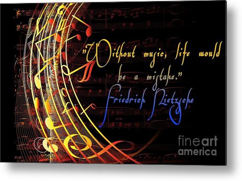 Inspirational Metal Print featuring the mixed media Without Music by Claudia Zahnd-Prezioso