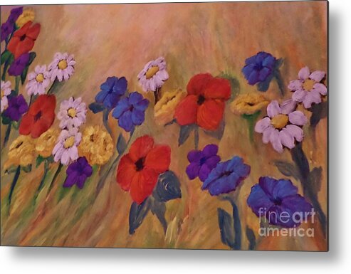 Wildflowers Metal Print featuring the painting Without Words Wildflowers by Christy Saunders Church