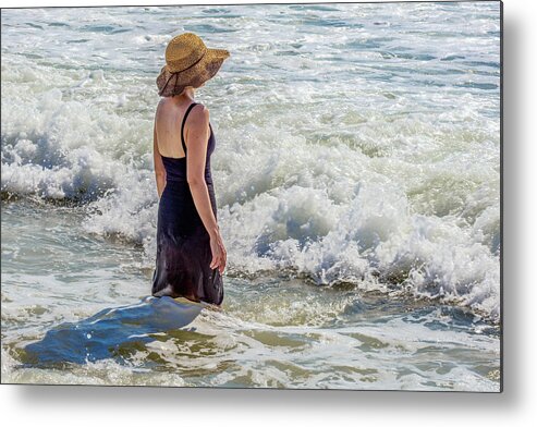 Beach Metal Print featuring the photograph Woman in The Waves by WAZgriffin Digital