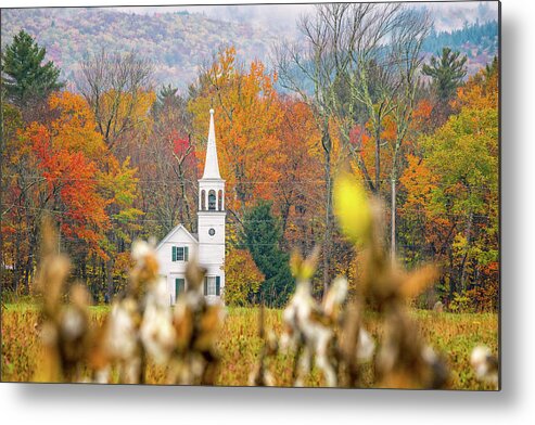New Hampshire Metal Print featuring the photograph Wonalancet Union Church, Autumn by Jeff Sinon