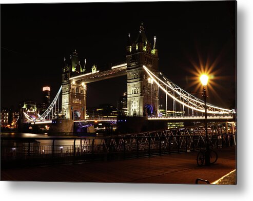 Sky Metal Print featuring the photograph Tower Bridge with LED lighting by Vaclav Sonnek