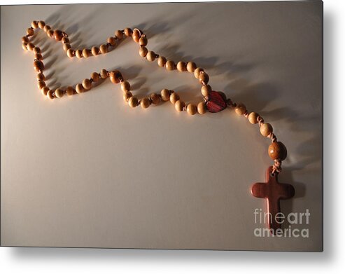 Color Metal Print featuring the sculpture Woods Rosary Mixed Media Assemblage Sculpture by Leigh N Eldred