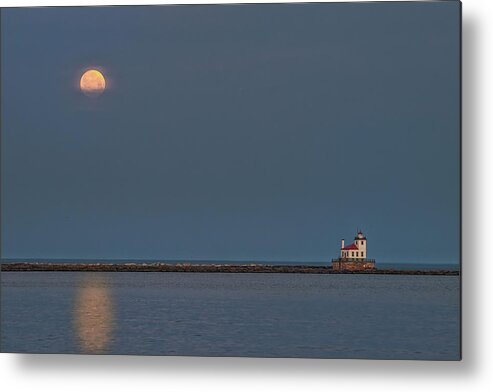 Moon Metal Print featuring the photograph Worm Moonset by Rod Best