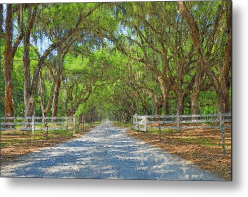 Wormsloe Plantation Road Metal Print featuring the painting Wormsloe Oak Avenue Painting by Dan Sproul