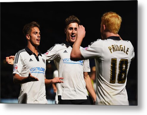 People Metal Print featuring the photograph Wycombe Wanderers v Fulham - Capital One Cup First Round by Mike Hewitt