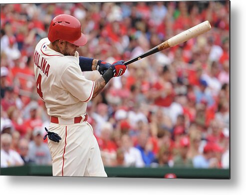 St. Louis Cardinals Metal Print featuring the photograph Yadier Molina by Michael Thomas
