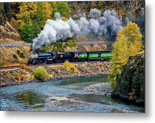 Lakes And Rivers Metal Print featuring the photograph Yakima River Train by LareyMcDaniel