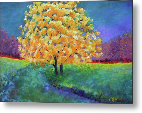 Landscape Metal Print featuring the painting Yellow Tree by Karin Eisermann