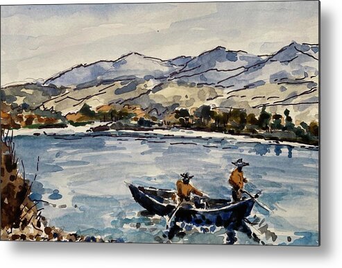 Yellowstone River Metal Print featuring the painting Yellowstone Drift by Les Herman